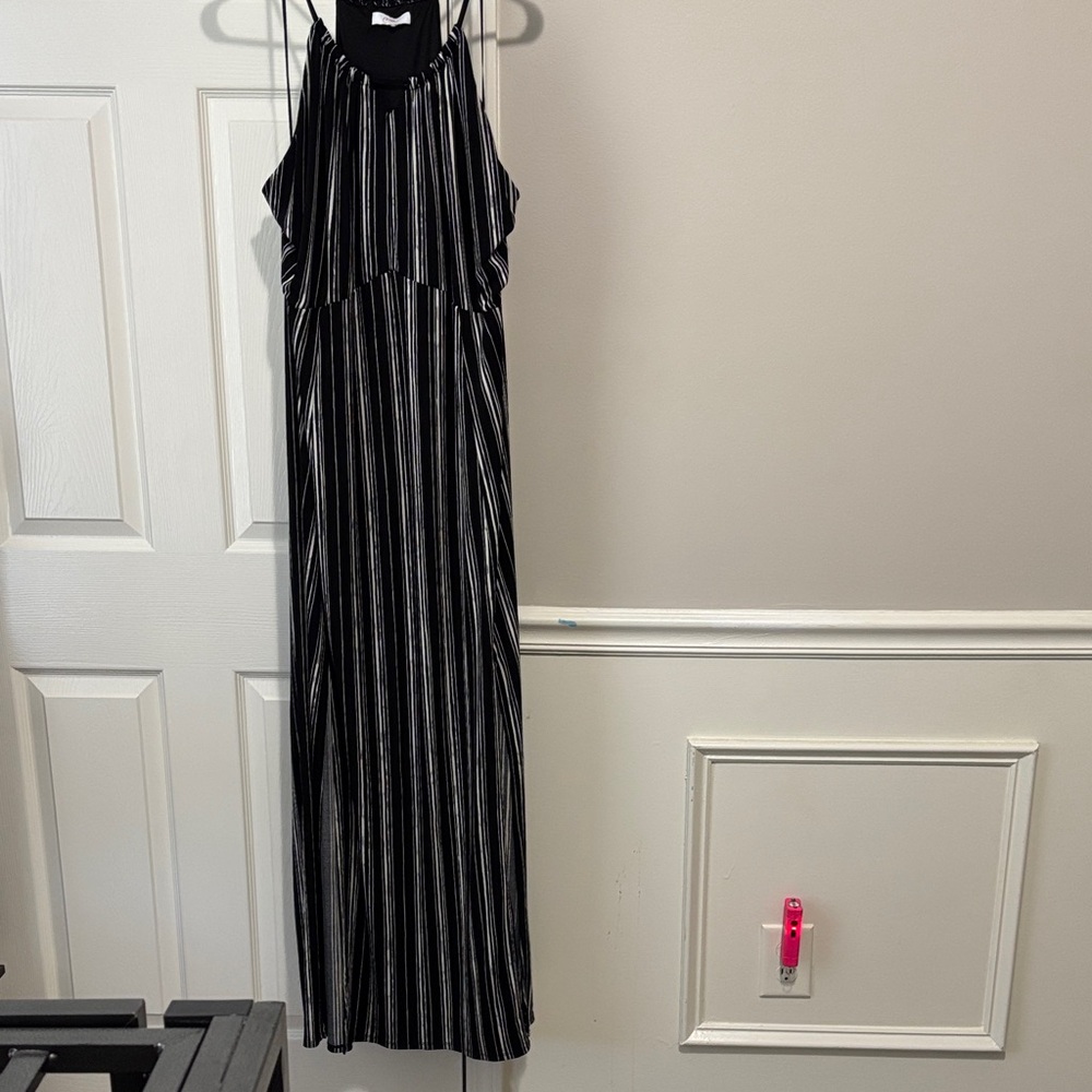 Candie's Black and White Striped Maxi Dress